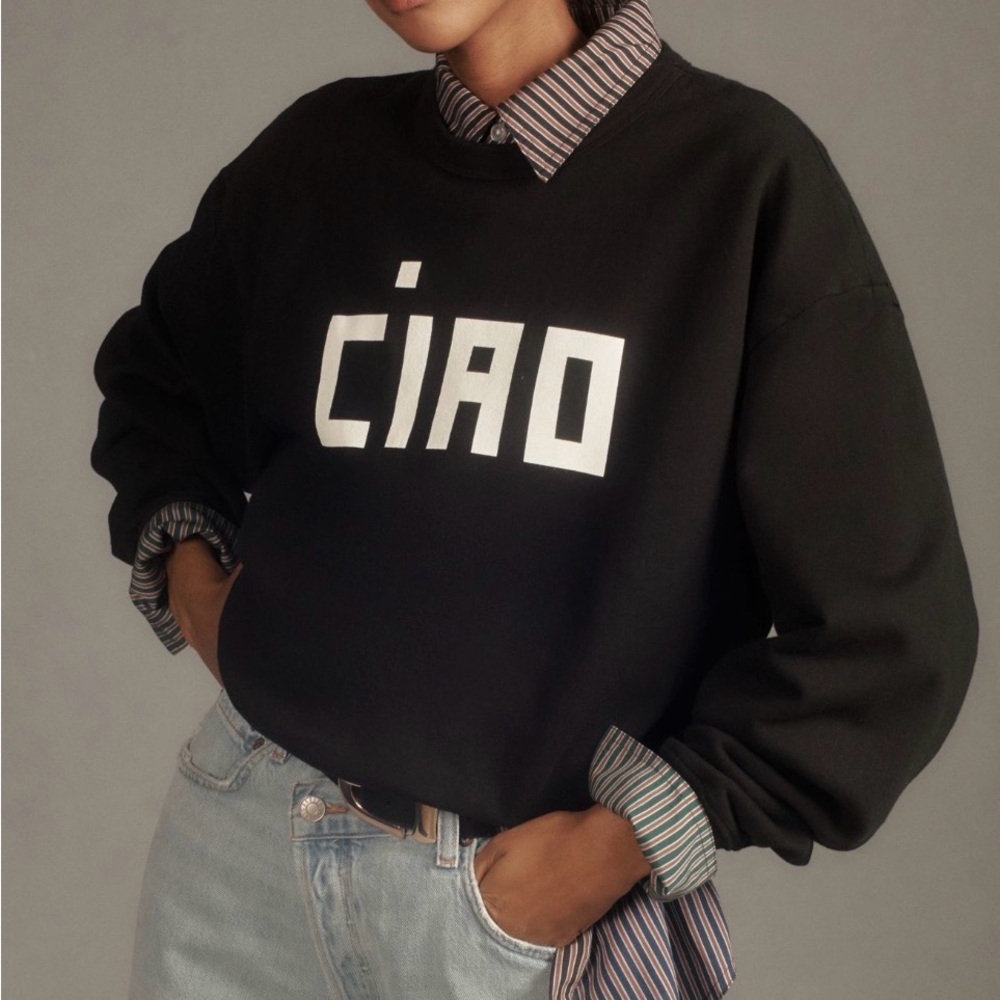 Clare V Black 'CIAO' Graphic Sweatshirt